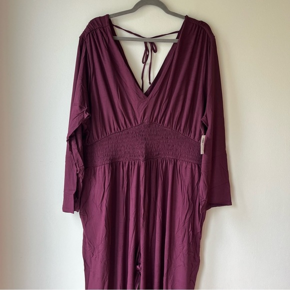 Old Navy Plum Maxi Dress XXL Smocked Waist Long Sleeve V-Neck Boho New NWT - Picture 11 of 15